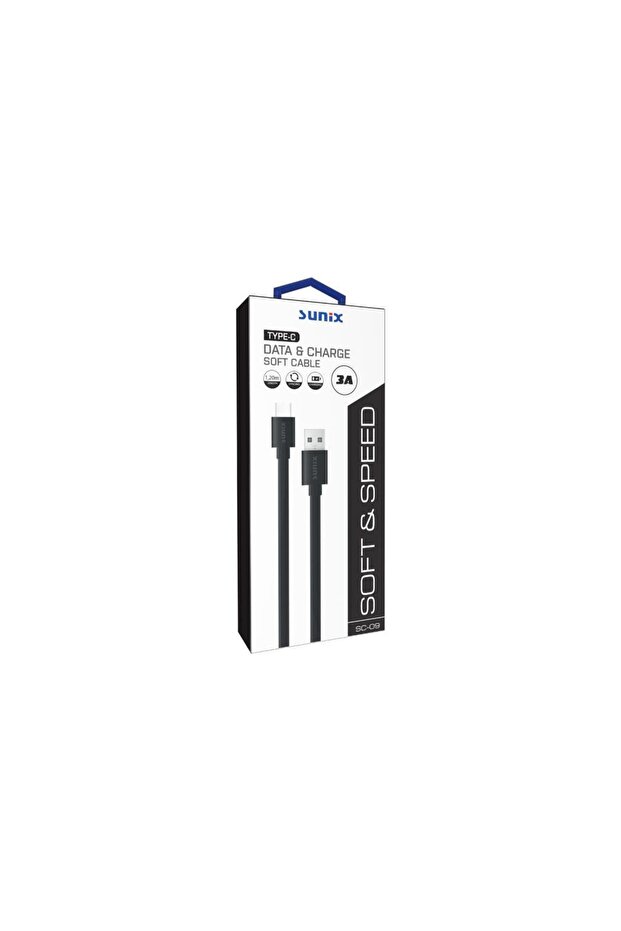 3a Soft Kablo Type-c Şarj Ve Data Kablosu Siyah Sc-09 - 3