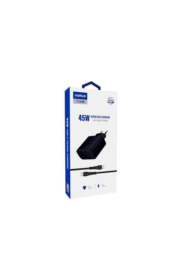 45w Usb-c Süper Hızlı Şarj Aleti Seti Type-c Siyah S-50 - 2