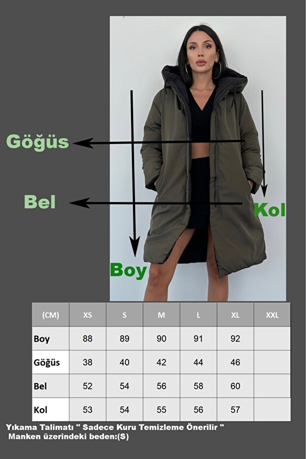 Çift Taraflı Uzun Şişme Mont - 7