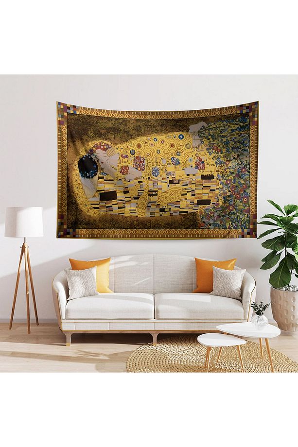 Gustav Klimt Kiss Öpücük Desenli Duvar Örtüsü Duvar Halısı Tapestry - 1