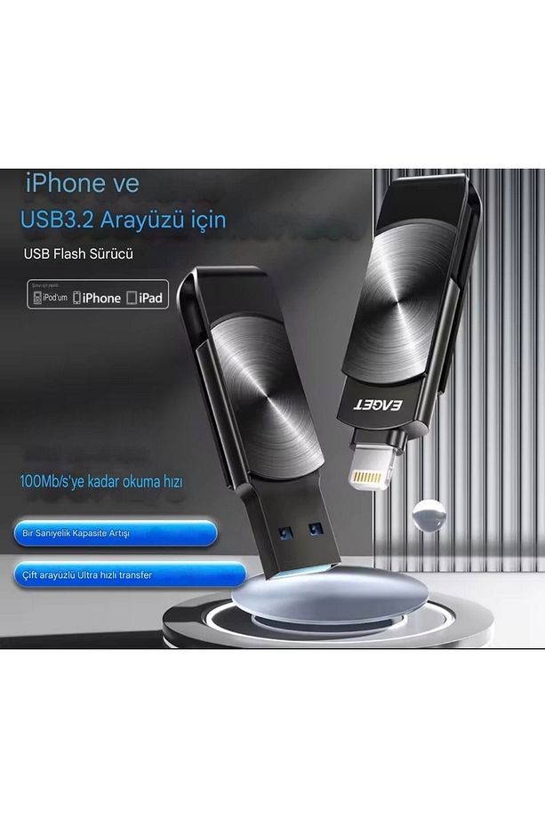 İ66 256gb. Mfi Apple Lisanslı Iphone Lightning Ve Usb 3.2 Süper Hızlı Otg Çift Giriş Flash Bellek - 2