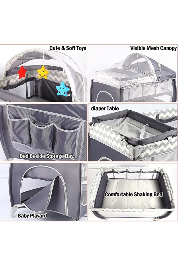 سرير أطفال بجانب السرير مع طاولة تغيير الحفاضات - 3