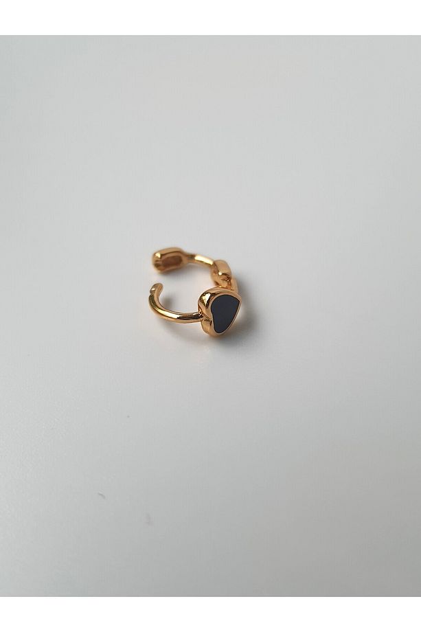 Aşk Kalp Gold Siyah Renk Çelik Tragus Helıx Lobe Piercing Tek Adet Gönderilir - 4