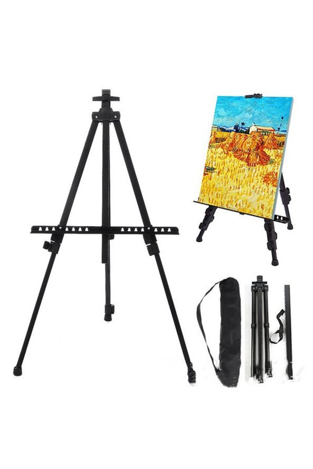 black Portable Adjustable Metal Sketch Easel Sketch Drawing For Artist Art Supplies Stand Foldable T