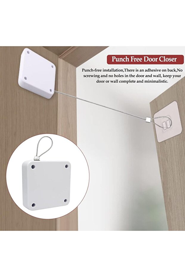 مقبض باب أوتوماتيكي أبيض بقوة 800 جرام بدون ثقب مع دعامة إيقاف الباب ذات السطح القابل للتعديل C - 1