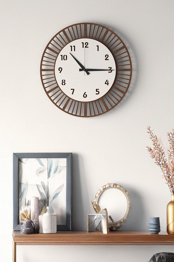 KOPYA - Dekoratif Yeni Modern Avior Ahşap Duvar Saati 48cm - 5