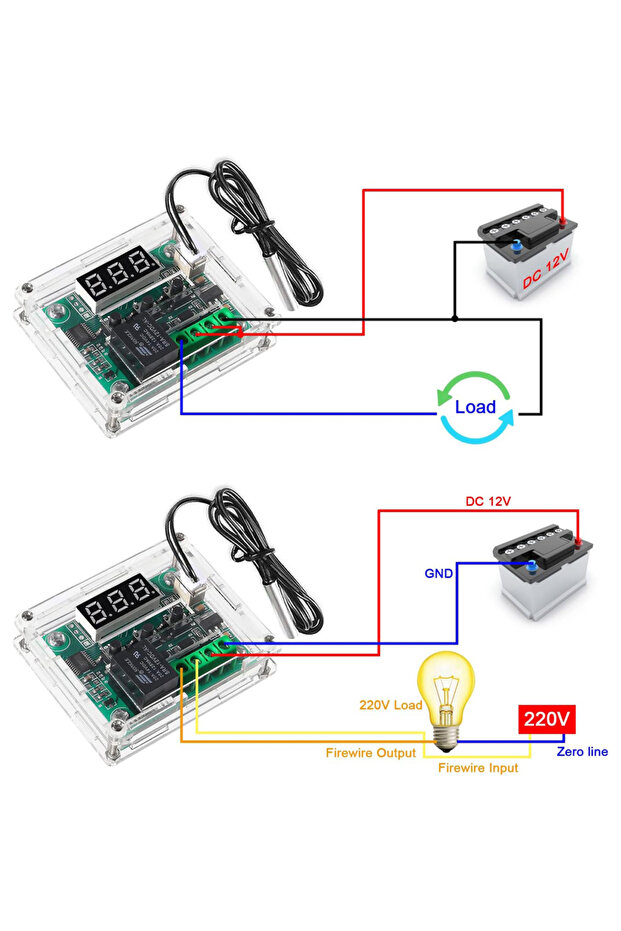 مجموعتان من وحدات التحكم في درجة الحرارة مع حقيبة، وحدة ترموستات رقمية XH W1209 مع شاشة LED