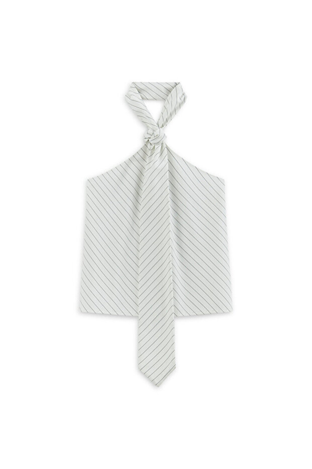 KRAVATLI ÇİZGİ DESEN BLUZ - 3