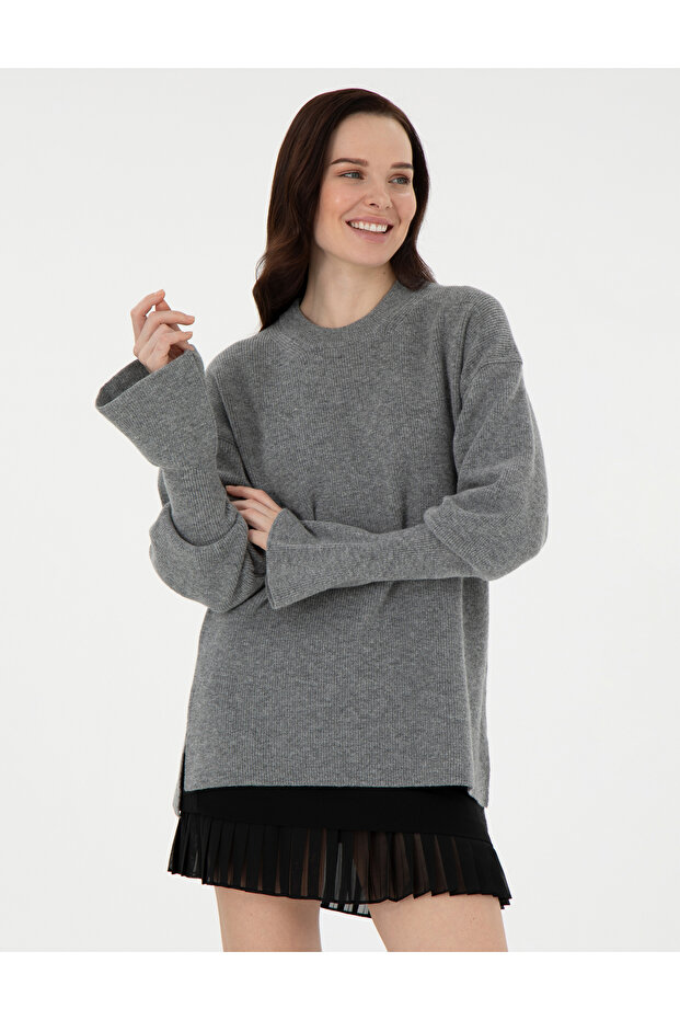 سترة صوفية ذات مقاس عادي باللون الرمادي 50296484 -VR086