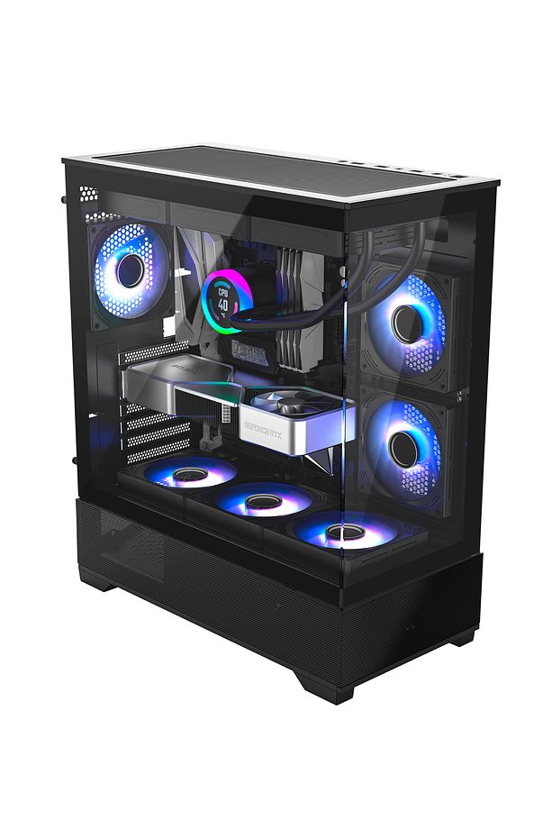 CF925 Tamperli Cam Gaming Oyuncu Kasası Siyah - 3 RGB Fanlı, Kumandalı, ITX/M-ATX/ATX/E-ATX Uyumlu - 4