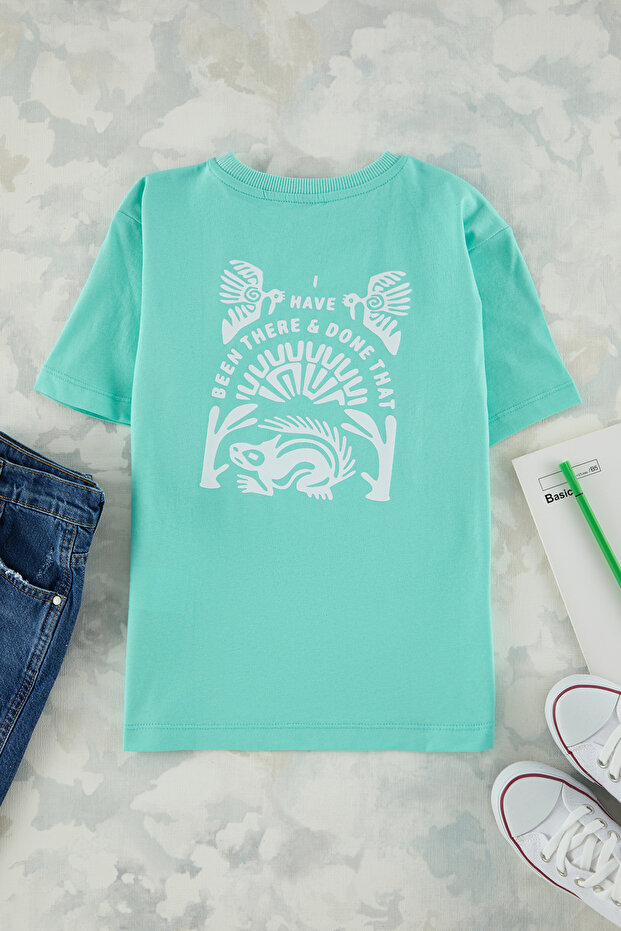 Mint Erkek Çocuk %100 Pamuk Sırt Baskılı Regular Kalıp Kısa Kol Örme T-Shirt TKDSS25TS00071 - 4