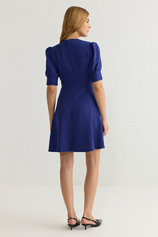 Saks Eteği Belden Açılan Pili Detaylı Mini Dokuma Elbise TWOSS20EL1639 - 5