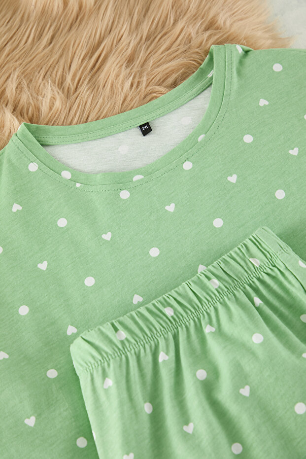 Mint Kalp Desenli Örme Pijama Takımı TBBSS25AI00023 - 7