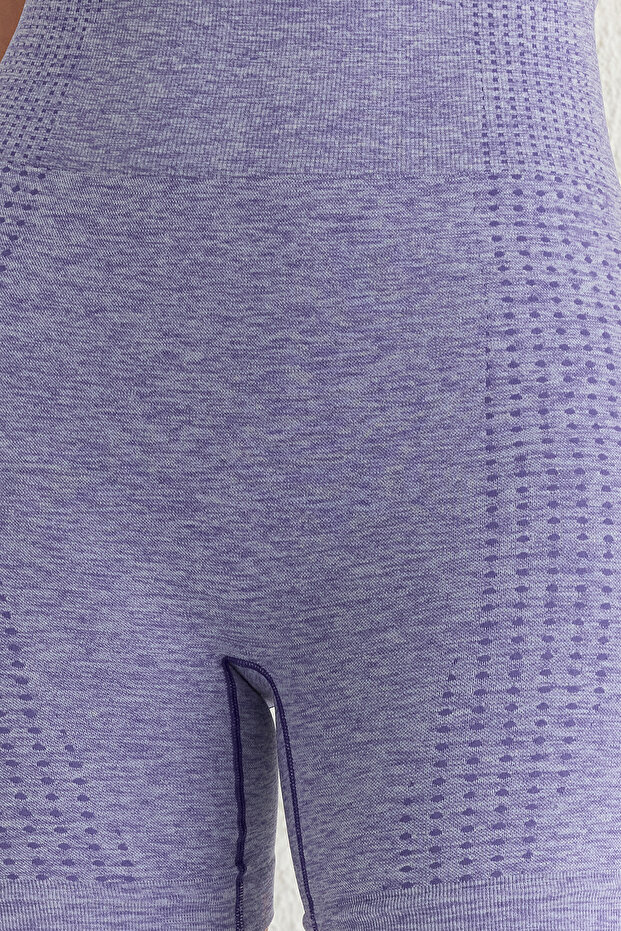 Lila Seamless/Dikişsiz Örme Spor Şort/Kısa Tayt THMSS25TY00008 - 4