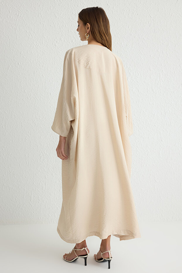 Taş Organze Detaylı Çiçekli Dokuma Kap & Ferace & Kimono TCTSS25KF00001 - 8