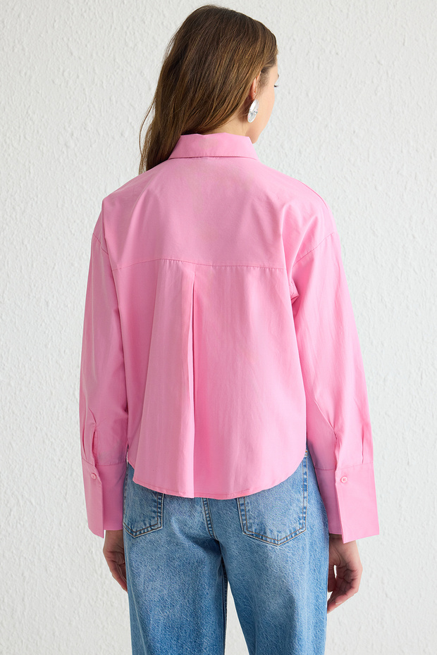 Gewebtes Hemd mit rosa Stein-Accessoire-Detail TCTSS25TG00007 - 6