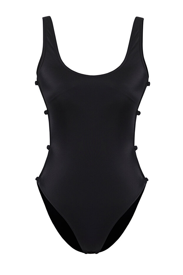 Siyah Bralette Cut Out Detaylı Regular Mayo TBESS25MA00003 - 5
