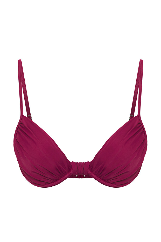 Mürdüm Drapeli Balconette Kaplı Bikini Üstü TBESS25BU00000 - 6