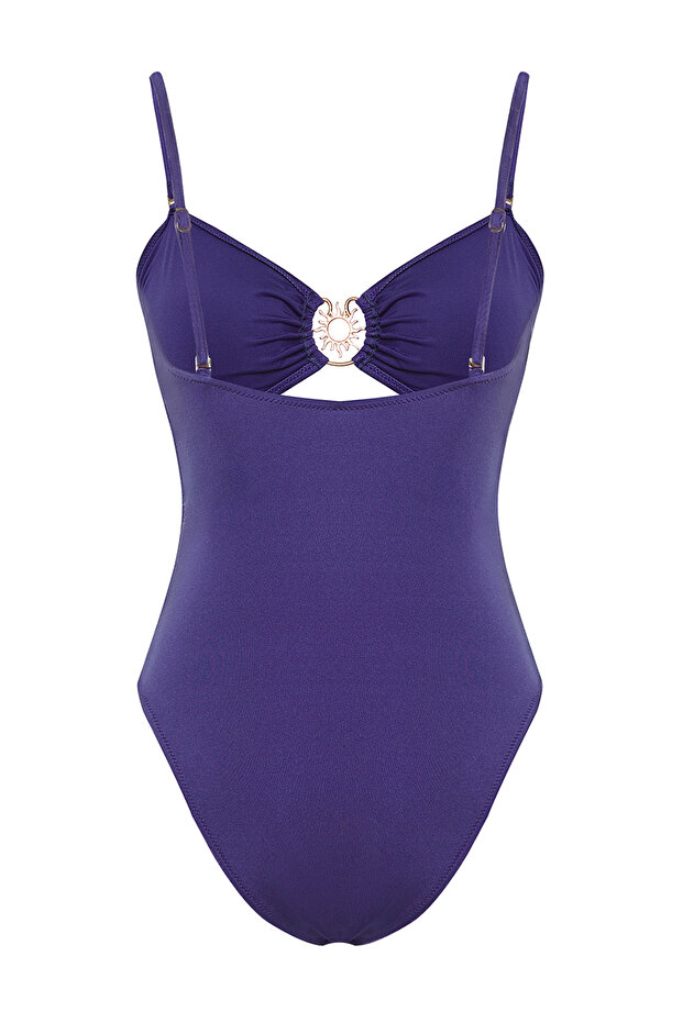 Mavi Cut Out/Pencere Detaylı Straplez Kaplı Regular Mayo TBESS25MA00045 - 6