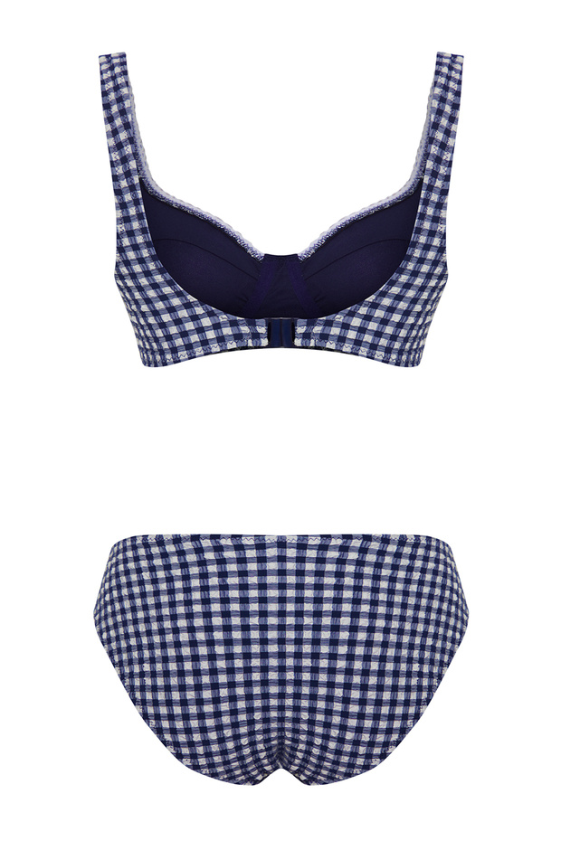 Pötikare Desenli Şeritli Balconette Kaplı Regular Normal Bel Bikini Takımı TBESS25BT00003 - 8