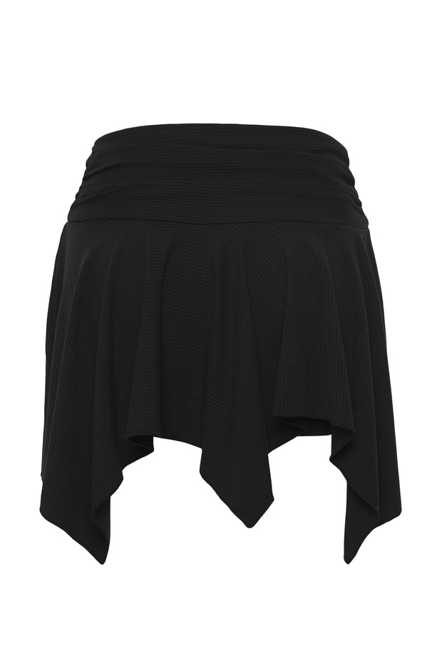 Černá obyčejná mini pletená sukně 95% polyester, 5% elastan - 8