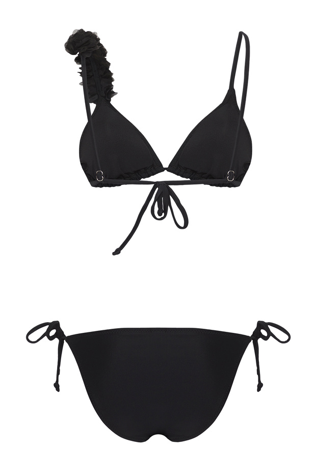 Siyah Üçgen Kaplı Çiçek Aplikeli Regular Bikini Takımı TBESS25BT00081 - 6