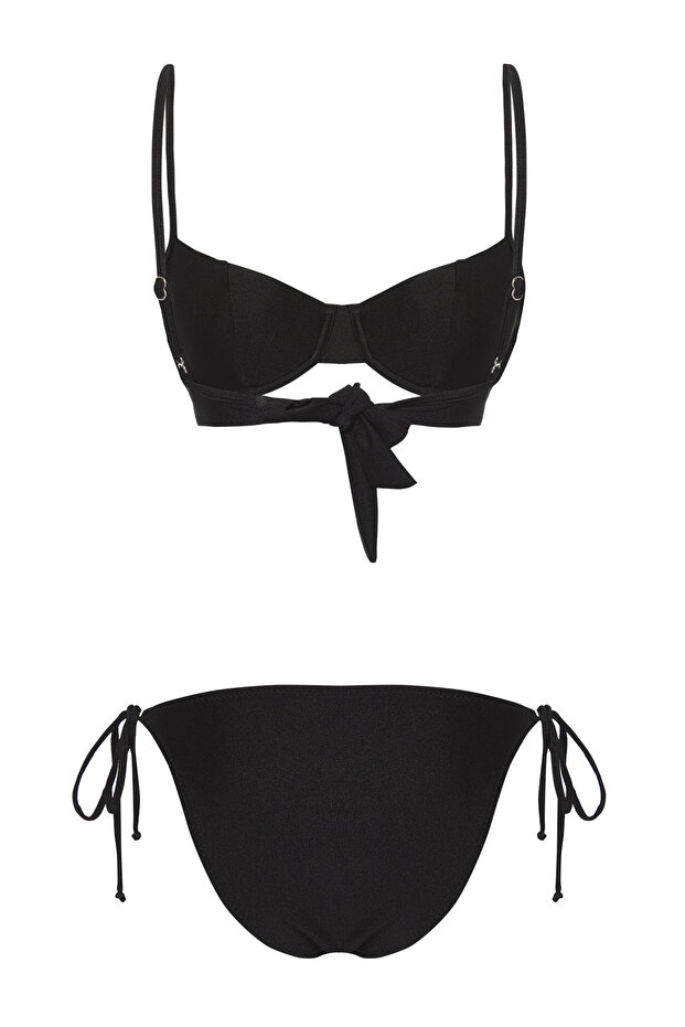 Siyah Balconette Kaplı Regular Normal Bel Bikini Takımı TBESS25BT00083 - 6