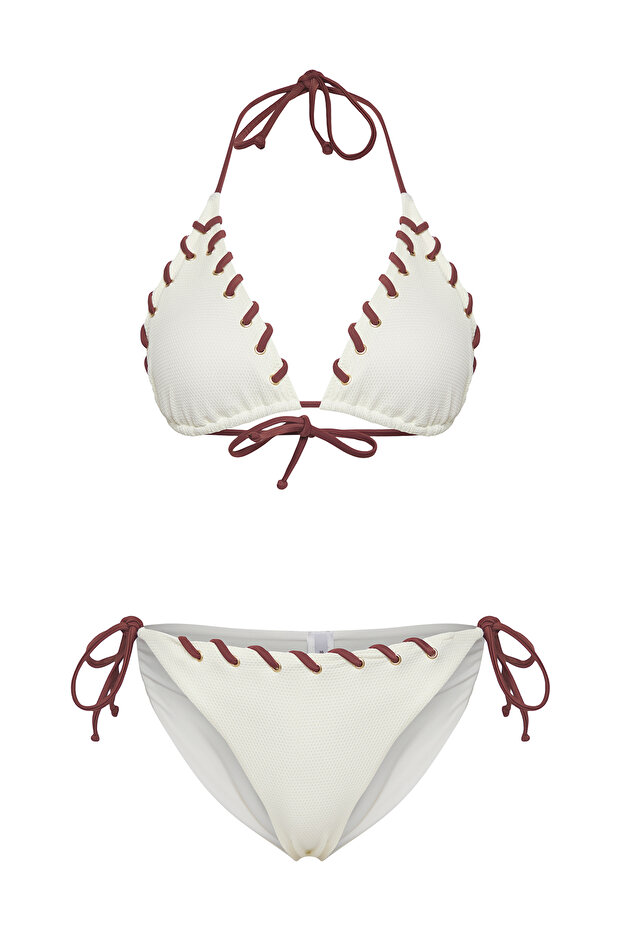 Ecru*001 Sada bikin s normálním pasem Plain Triangle - 5