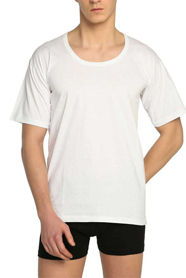 قميص داخلي من القطن الممشط ذو الياقة العريضة للرجال 6 قطع - 3