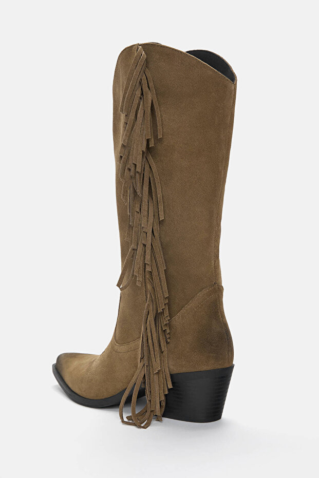 Püsküllü deri kovboy çizmesi - 6
