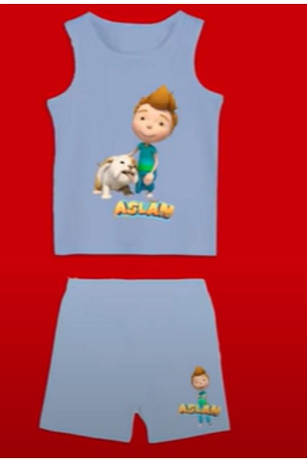Aslan Buluşçu Erkek Bebek Şortlu Alt-Üst Takımı - 1