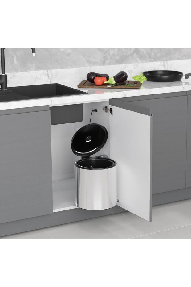 Çöp Kovası Paslanmaz 10lt Krom - 3