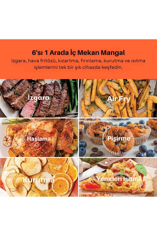 Smart İç Mekan Izgara ve Air Fryer XL 8.5L, 1760W, Akıllı Termometreli - 3