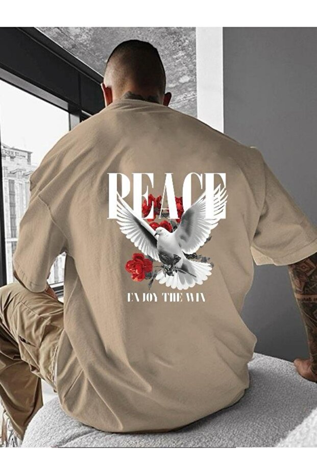 تي شيرت مطبوع عليه PEACE - 1