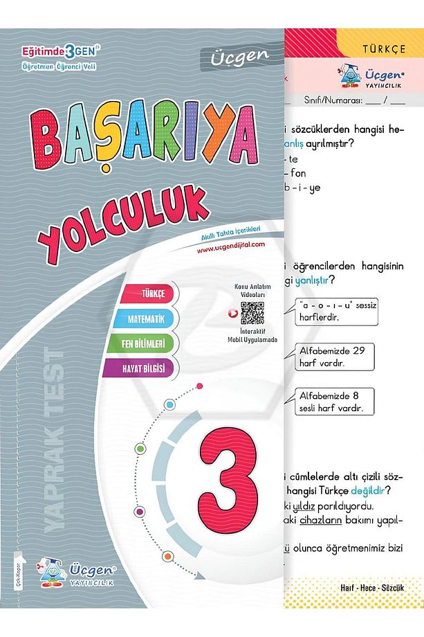 3.SINIF TÜM DERSLERE YOLCULUK & BAŞARIYA YOLCULUK YAPRAK TEST - 3