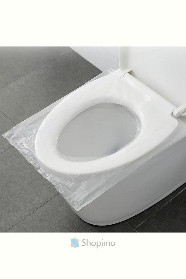 50 Adet Tek Kullanımlık Klozet Kapak Örtüsü Hijyenik Klozet Poşeti Şeffaf Cep Tipi Taşınabilir - 5