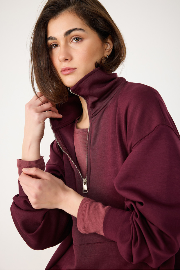 Sweatshirt with Half Zipper Modal