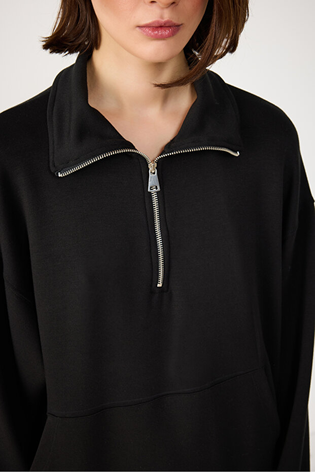 Sweatshirt with Half Zipper Modal