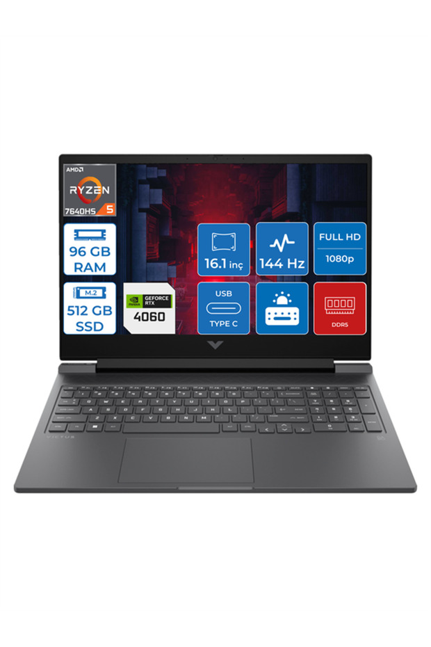Victus 16-S0035NT Ryzen 5 7640HS 96GB  512GBSSD 8GB/RTX4060/120W FDOS 16.1" IPS 144Hz HP7Z5Z2EAF20 - 1