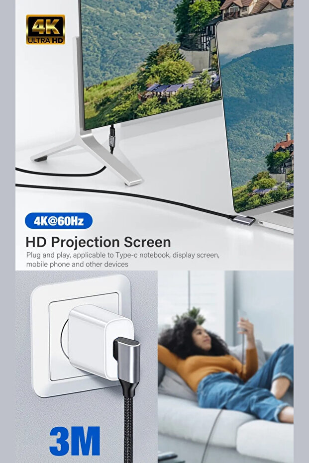 C14 Type-c To C 90 Derece 5a/100w/10gbps Şarj Data Ve 4k Görüntü Aktarım Kablosu -3mt - 6
