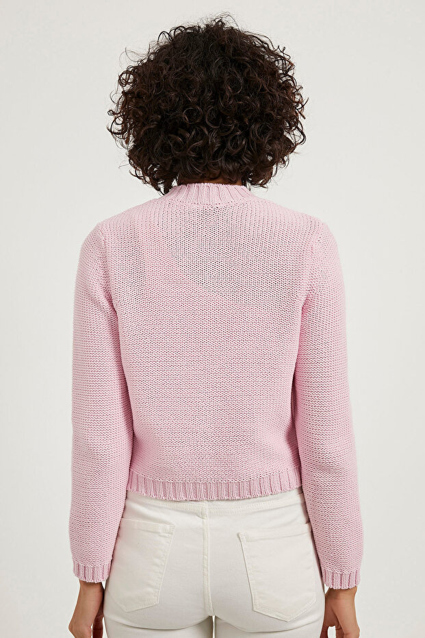 Düğmeli Triko Hırka - 4