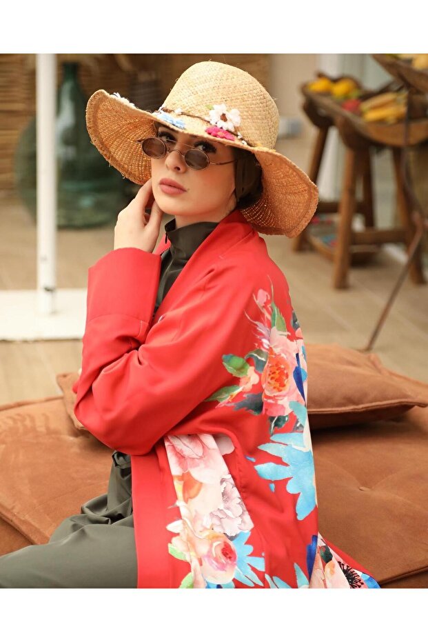 كيمونو بنمط لوحة الأزهار - 4