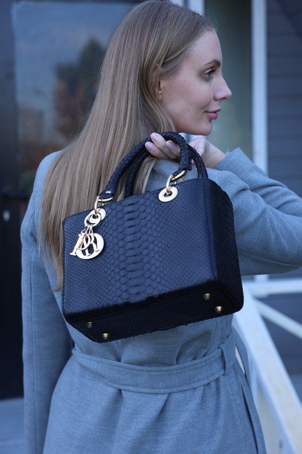 Matsue Hakiki Yılan Derisi Python Kadın Omuz Çantası - 3