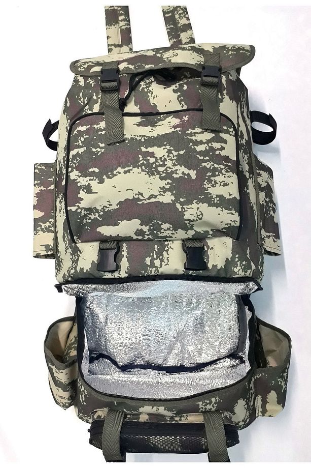 Termal Alt Bölmeli Kamuflaj Yan Olta Sabitlemeli Kamp Ve Balıkçı Sırt Çantası 62*41*22cm - 4