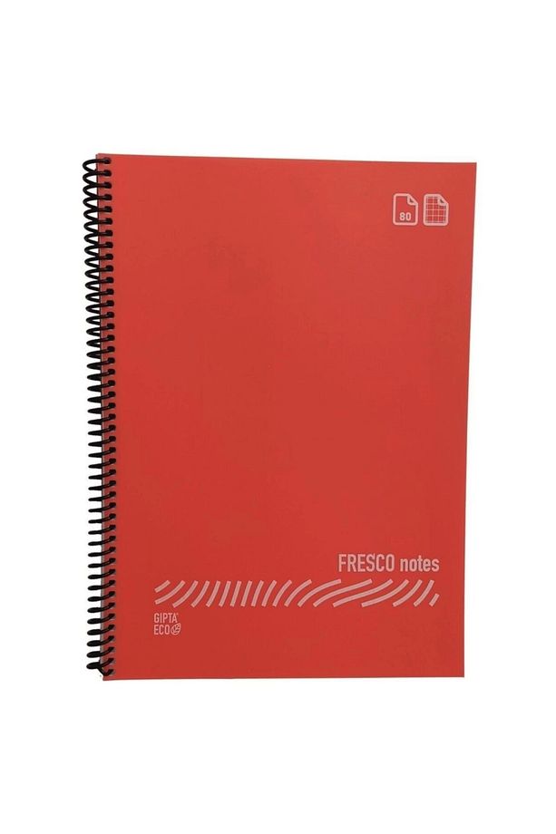 Fresco Spiralli Plastik Kapak A4 Defter 80 Yaprak Çizgili - 1 Adet Kırmızı - 1
