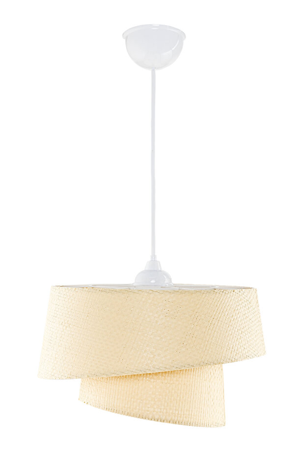 Eftelya KREM Hazeran Rattan 2 Katlı Pasta Sarkıt Avize - 4