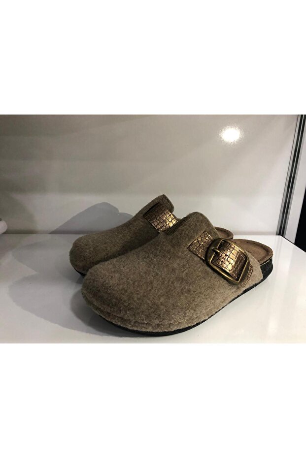 Kadın Bej Keçe Ev Terliği 3ec00 - 3