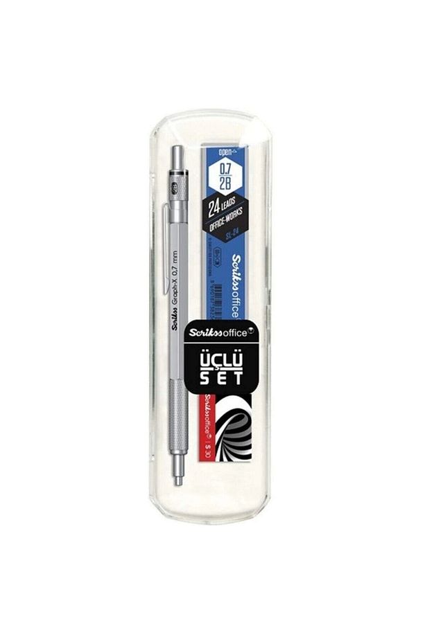 Saten Gri Graph-x 3lü Versatil Kalem Seti, 0.7 Mm - 1