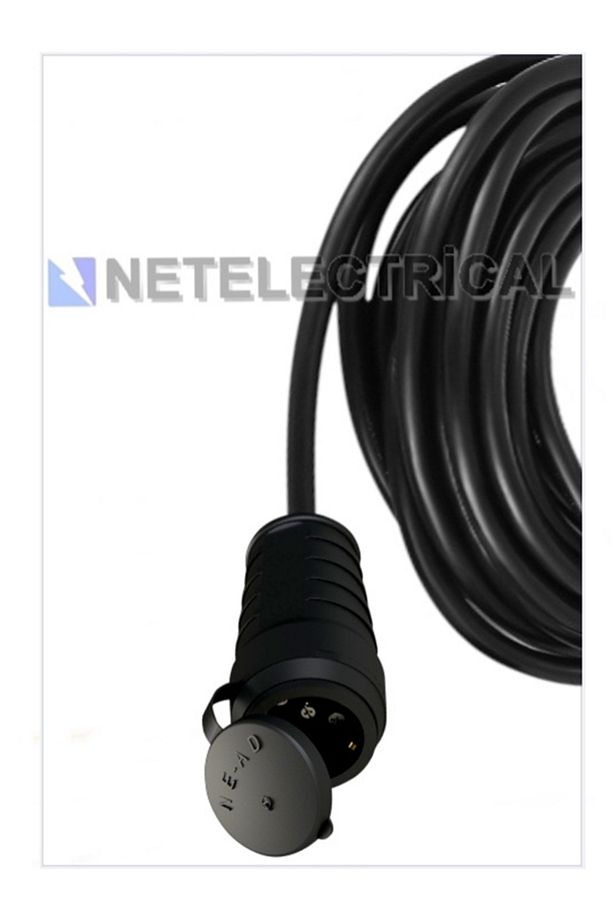 Kauçuk Tekli Topraklı Ara Uzatma Kablosu 4 METRE 3x2.5 Mm² Ttr Kalın Siyah Kablolu - 2