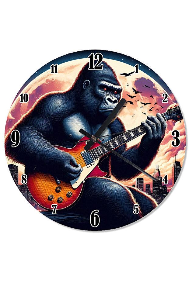 Monkey Playing Guitar Decorative Wall Clock - 1
